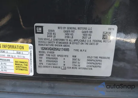 2017 Chevrolet Traverse 1Lt из США, поврежденный, VIN 1GNKVGKD5HJ174985